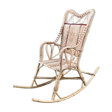 Rocking-chair en rotin