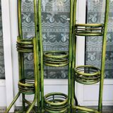 Folding rattan plant stand