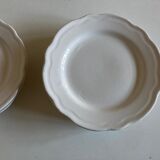 Set of 7 Mougins plates in white enamelled clay with gadroons
