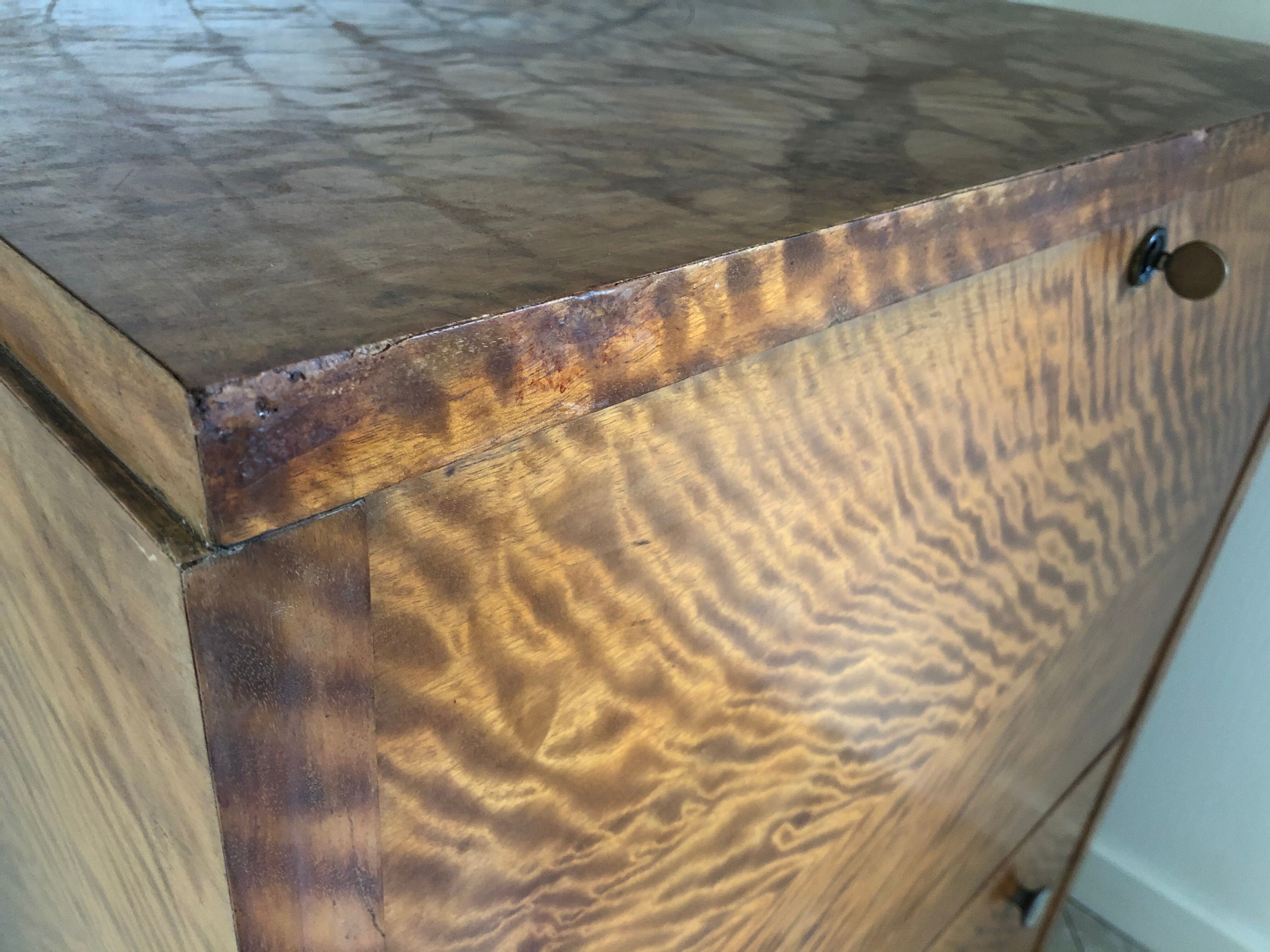 Storage unit art deco style in burled satinwood