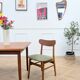 Chaise scandinave teck & tissu vert