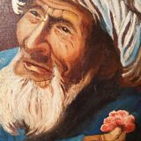 Orientalist painting man with turban wooden frame
