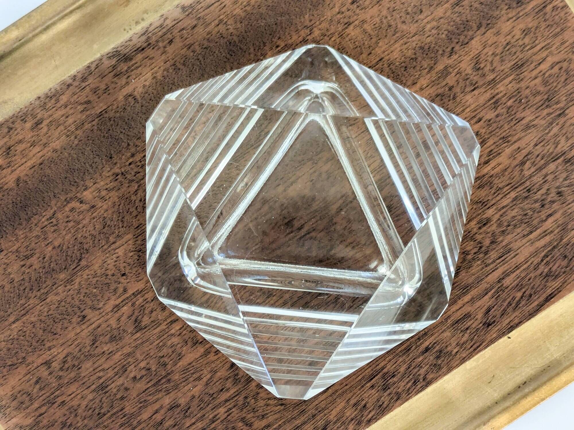 Ashtray pocket tray faceted glass Murano Midcentury style