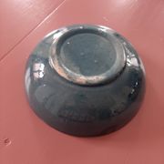 barbotine style salad bowl with blue floral pattern