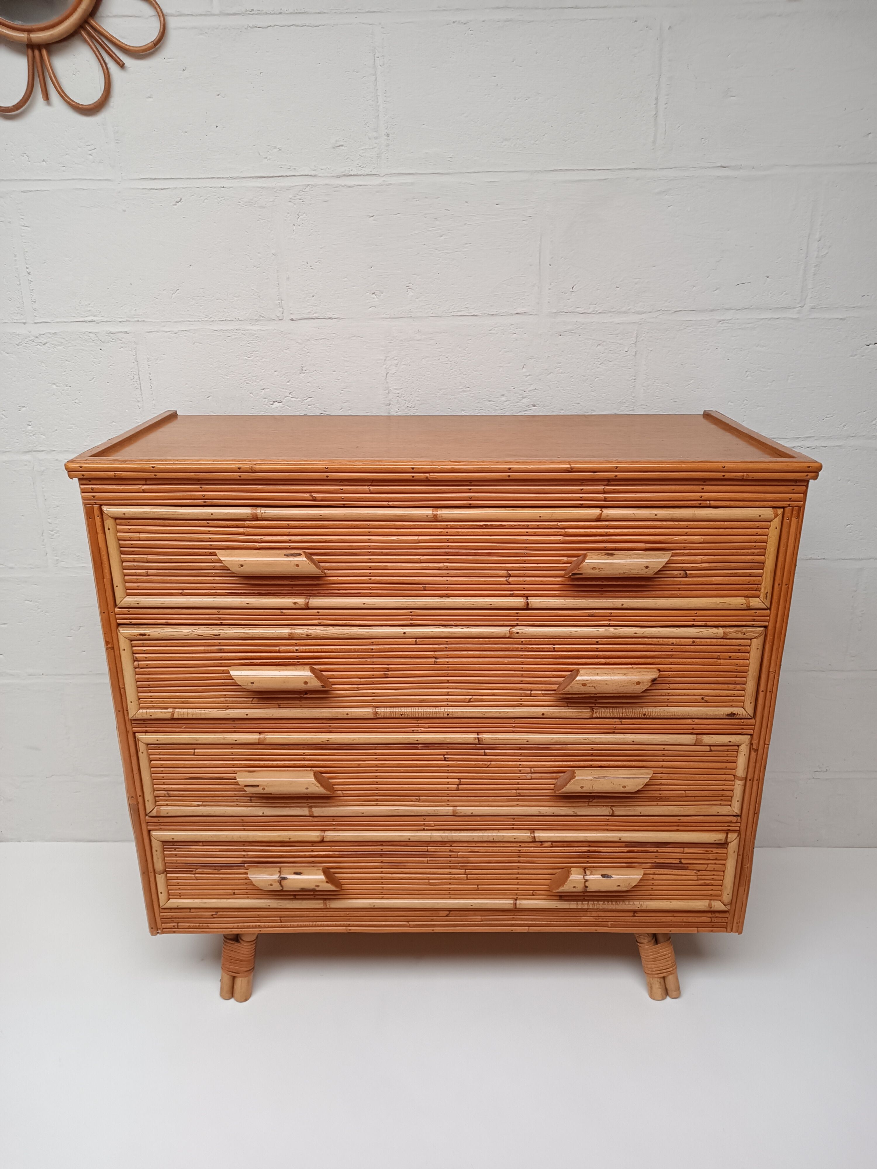 Rattan chest of drawers 60s-70s