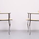 Arrben Chrome and Leather "Stiletto" Chairs, 1980s Italy