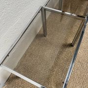 Set of 3 vintage nesting tables – Chrome metal & smoked glass