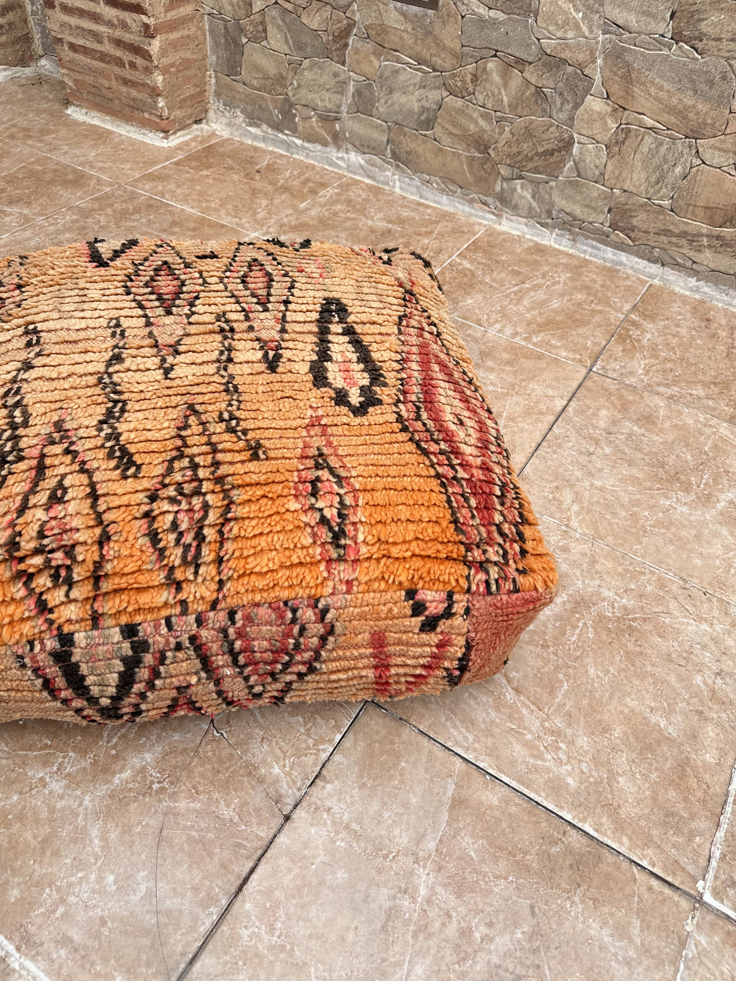 Handmade Berber Kilim pouf, floor cushion