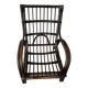 Fauteuil vintage en rotin marron foncé