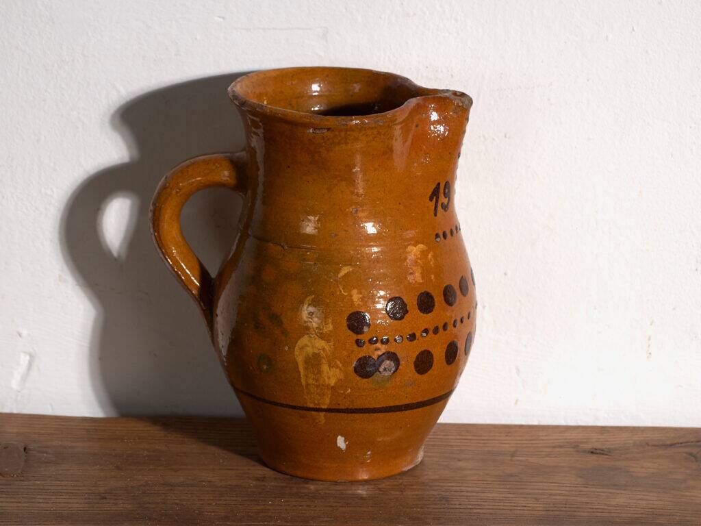 Old glazed ceramic jug – Central Europe, 1974