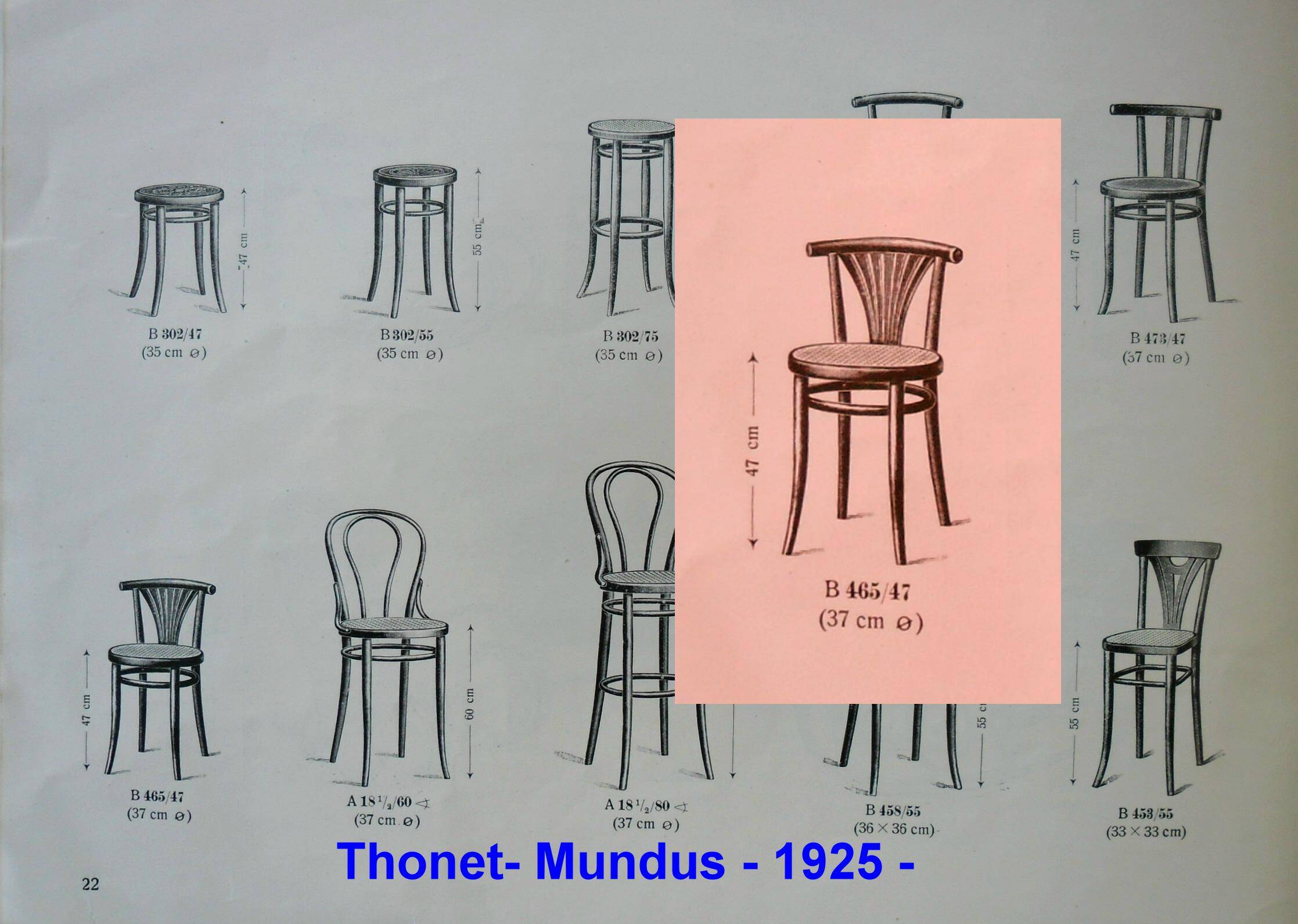 2 stools/bistro chairs, Thonet 1925, with palmette backrest No Baumann