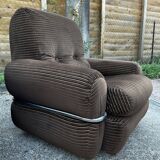 Velvet and chrome armchair italy 60s
