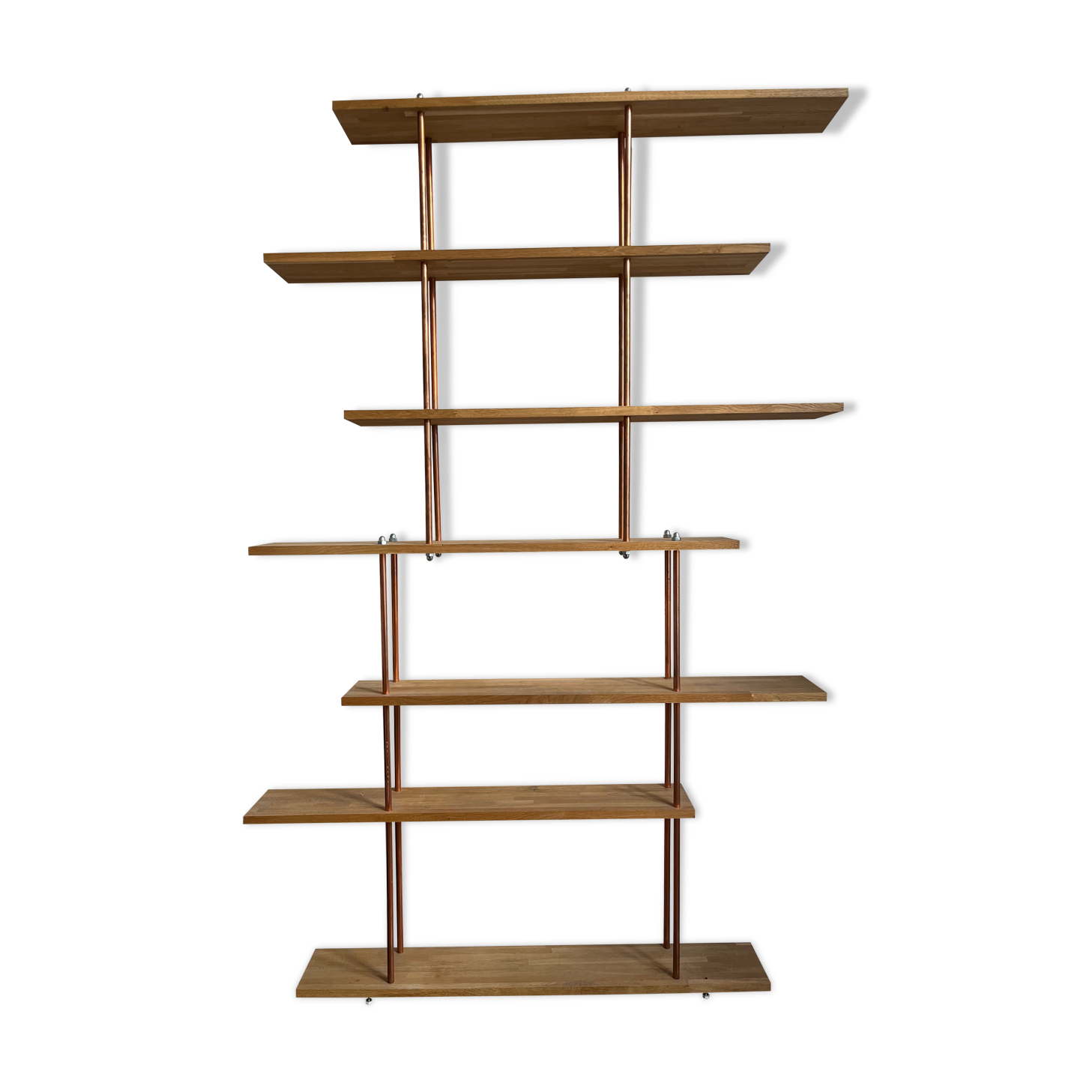 Oak and copper bookcase