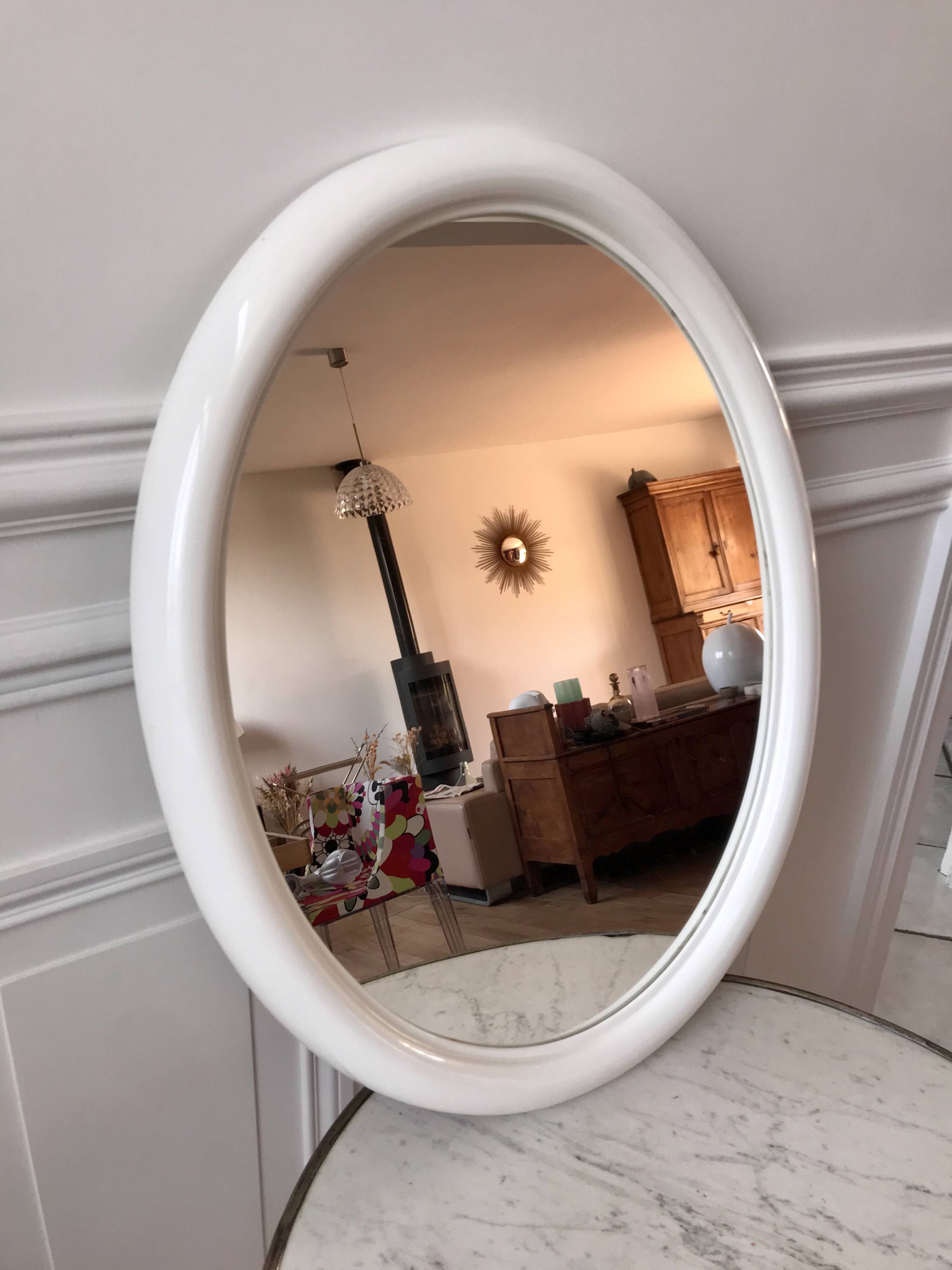 large white plastic mirror 1970s