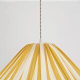 Suspension rayée forme conique "Malala rayée blanc cassé et jaune citron"