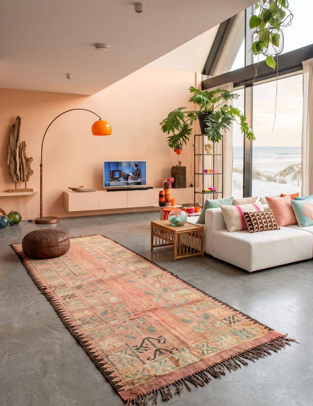 Vintage pink rug - 370 x 170 cm