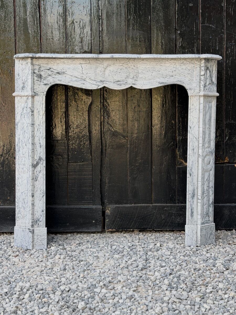 Pompadour model fireplace in blue Turquin marble from around 1880, one pair available.