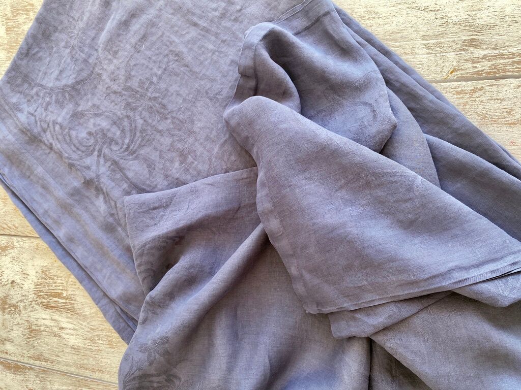 Damask tablecloth "elephant grey"- cotton threads - 320x200 cm