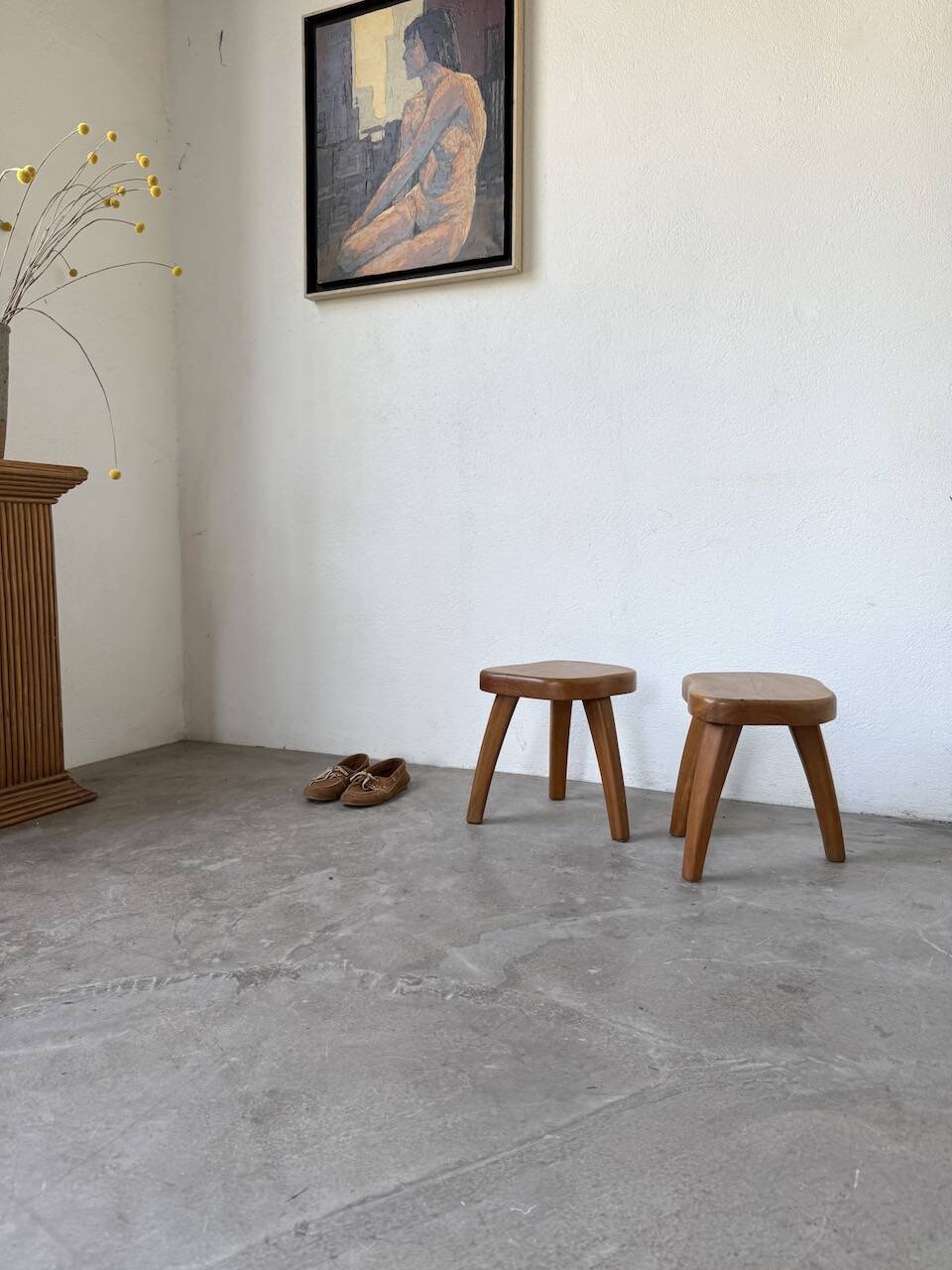Pair of Henri Bataille oak stools