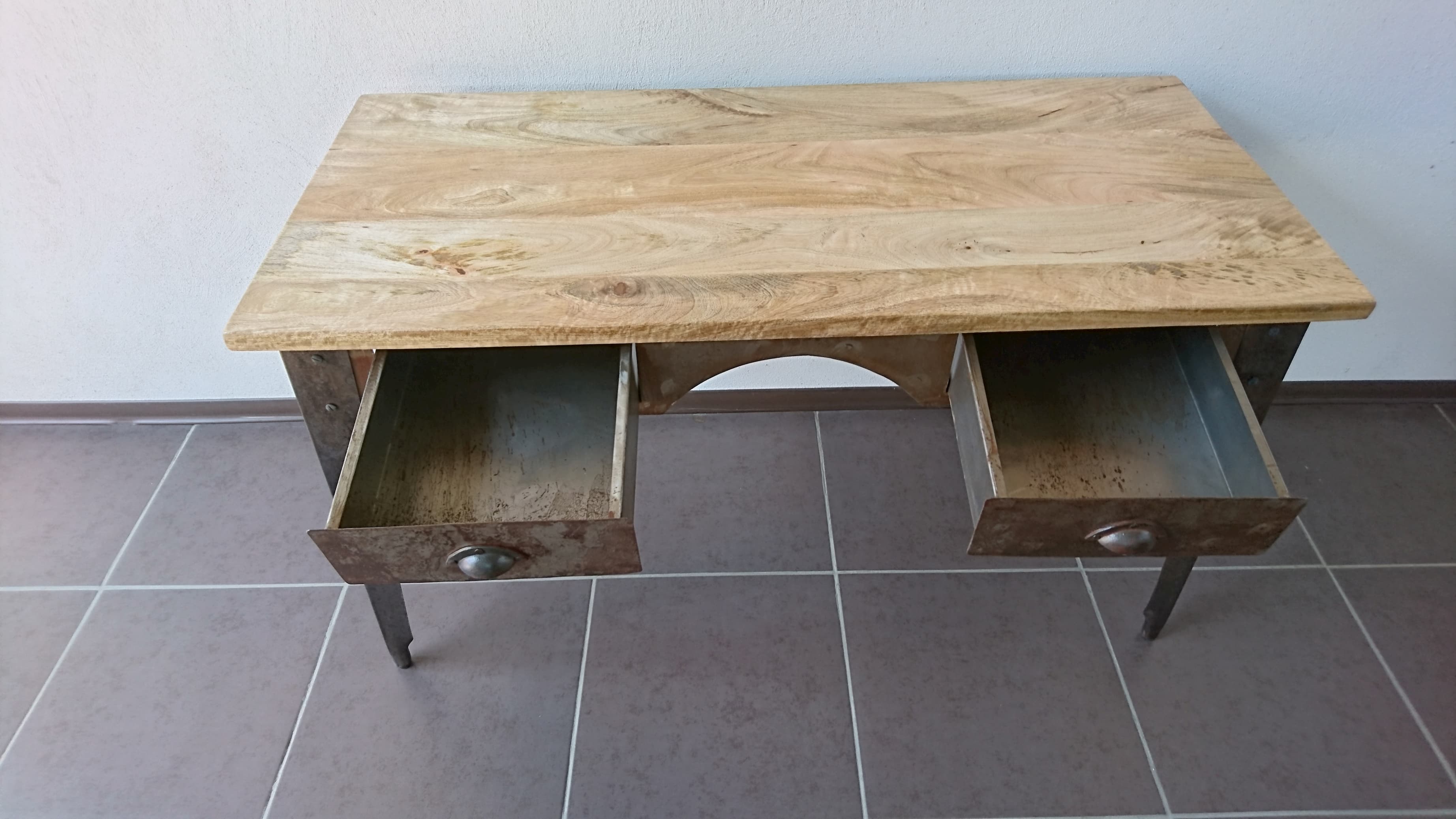 Raw metal industrial desk