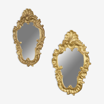 Pair of old rock mirrors in plaster - 59x38cm