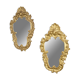 Paire de miroirs rocailles anciens en plâtre 59x38cm