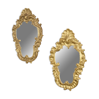 Pair of old rock mirrors in plaster - 59x38cm