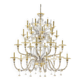Elegant Huge Ca’ Rezzonico Murano Glass Chandelier With Gold Accents