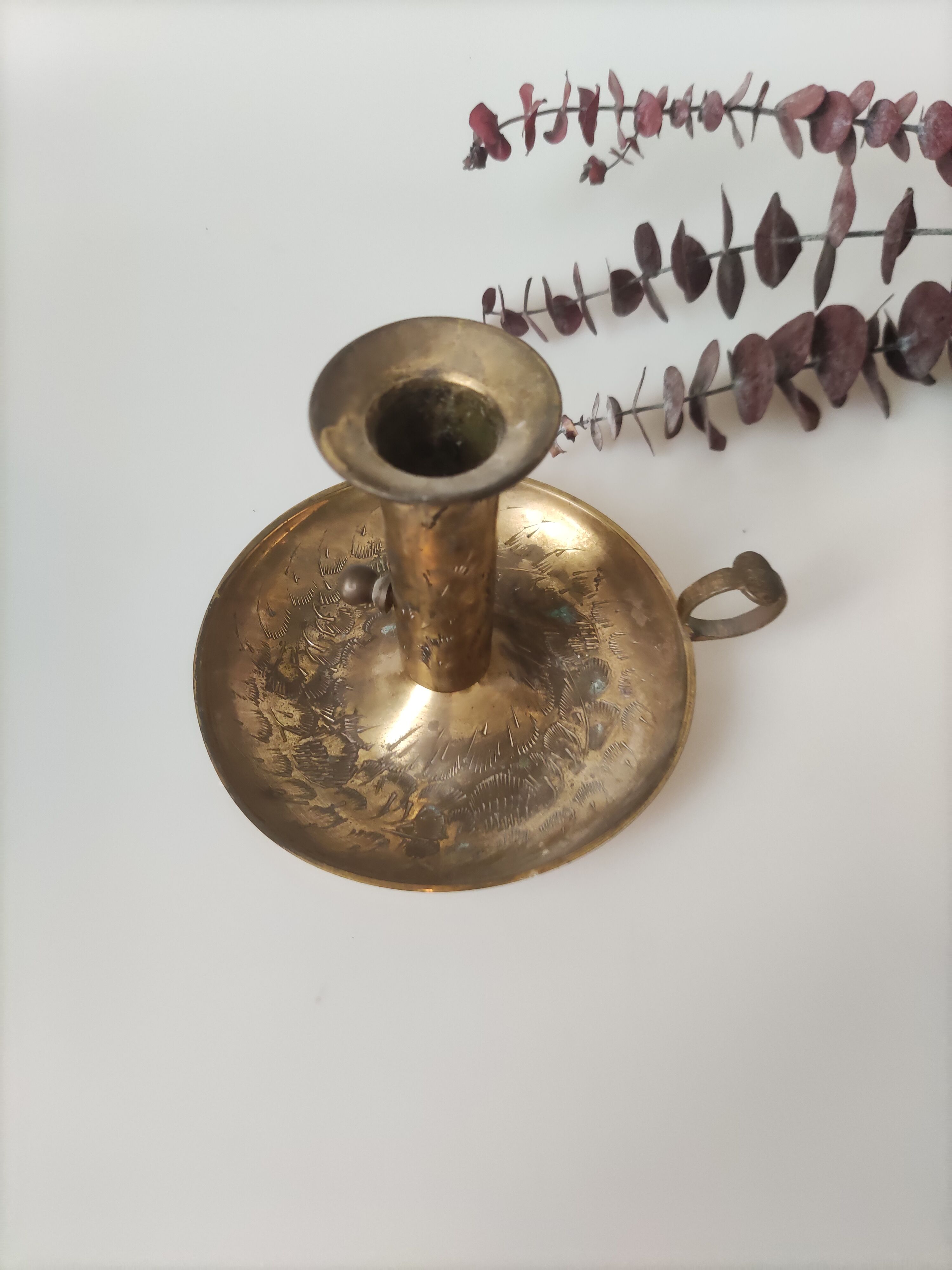 Brass cellar rat candle holder