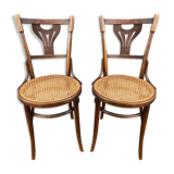 Pair of curved wooden bistro chairs