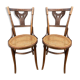 Pair of curved wooden bistro chairs