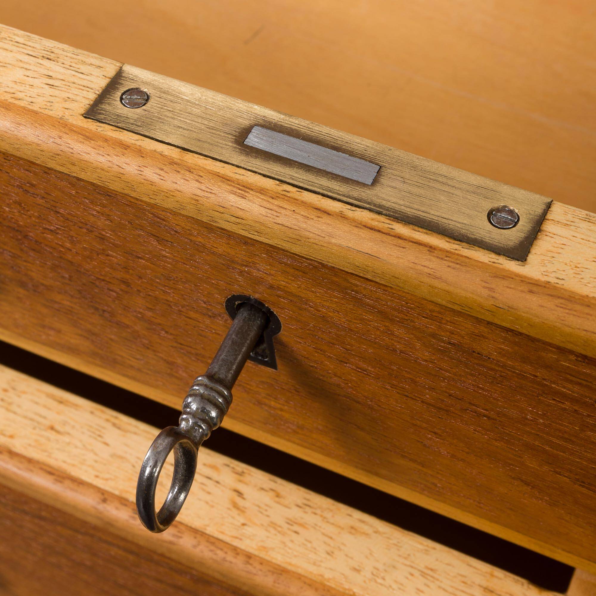 Teak and oak double-sided desk with X-shaped legs