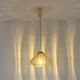 Vintage pendant lamp with amber glass shade