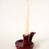 Ceramic candle holder with handle, Bordeaux