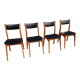Series of 4 vintage scandinavian chairs with compass feet