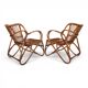 French Pair Vintage Rattan Bamboo Lounge Chairs, 1960