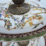 Antique Art Nouveau display stand in bronze and porcelain