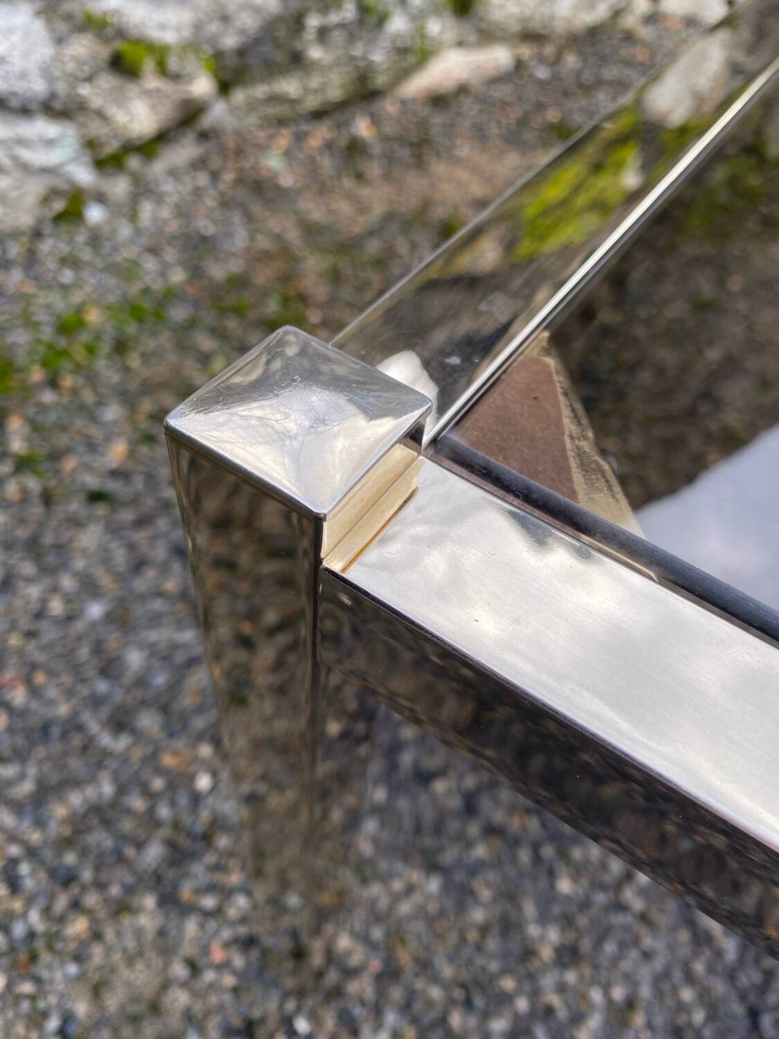 VINTAGE 1970 RECTANGULAR COFFEE TABLE GOLDEN SMOKED BROWN GLASS