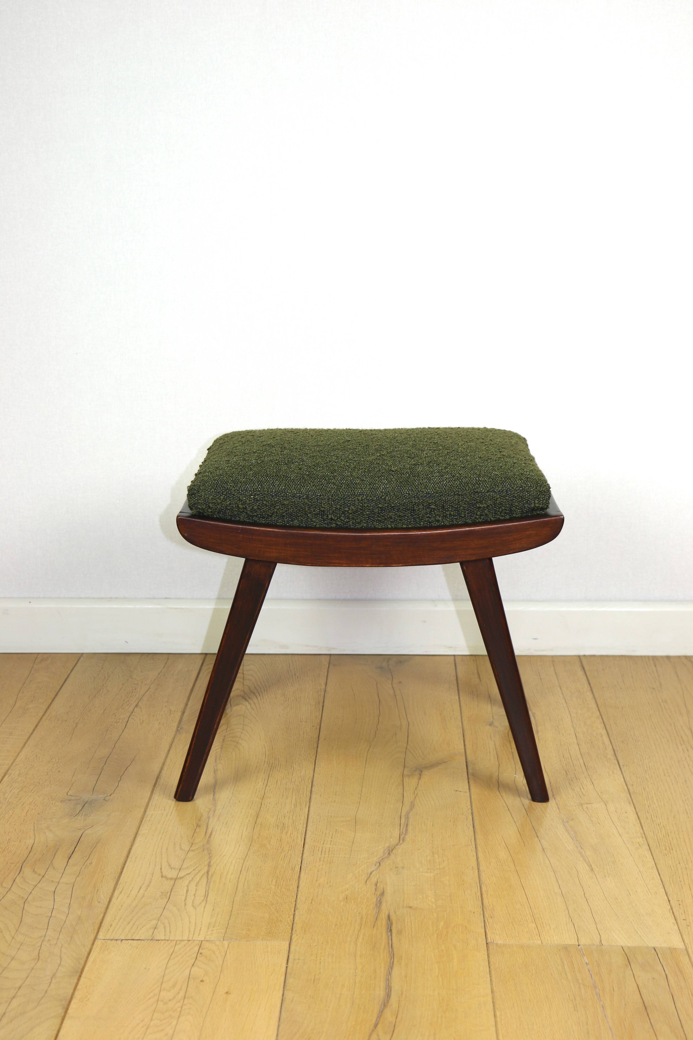Green olive Art Deco stool seat - 1960s