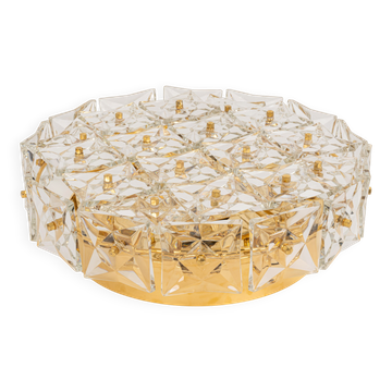 Grand Plafonnier Facetté en Cristal par Kinkeldey, Allemagne, Années 1970