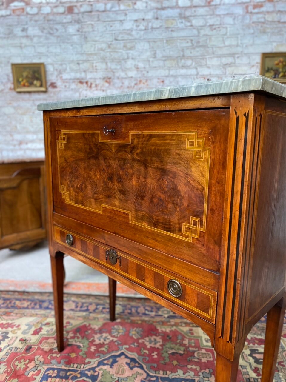 Louis XVI style Greek marquetry secretary, 19th century