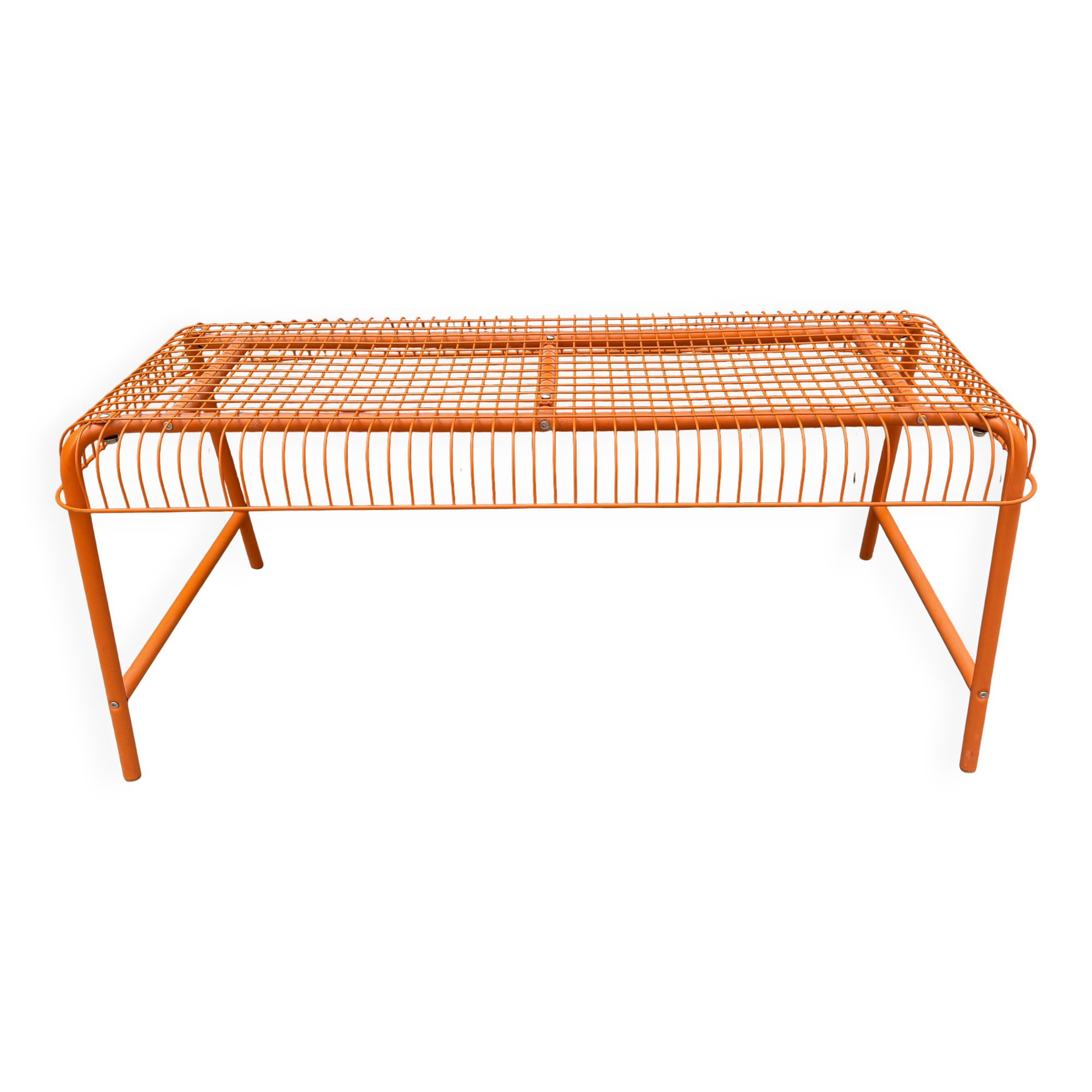 Banc design IKEA modèle Västeron en métal orange vers 1980 par Inml