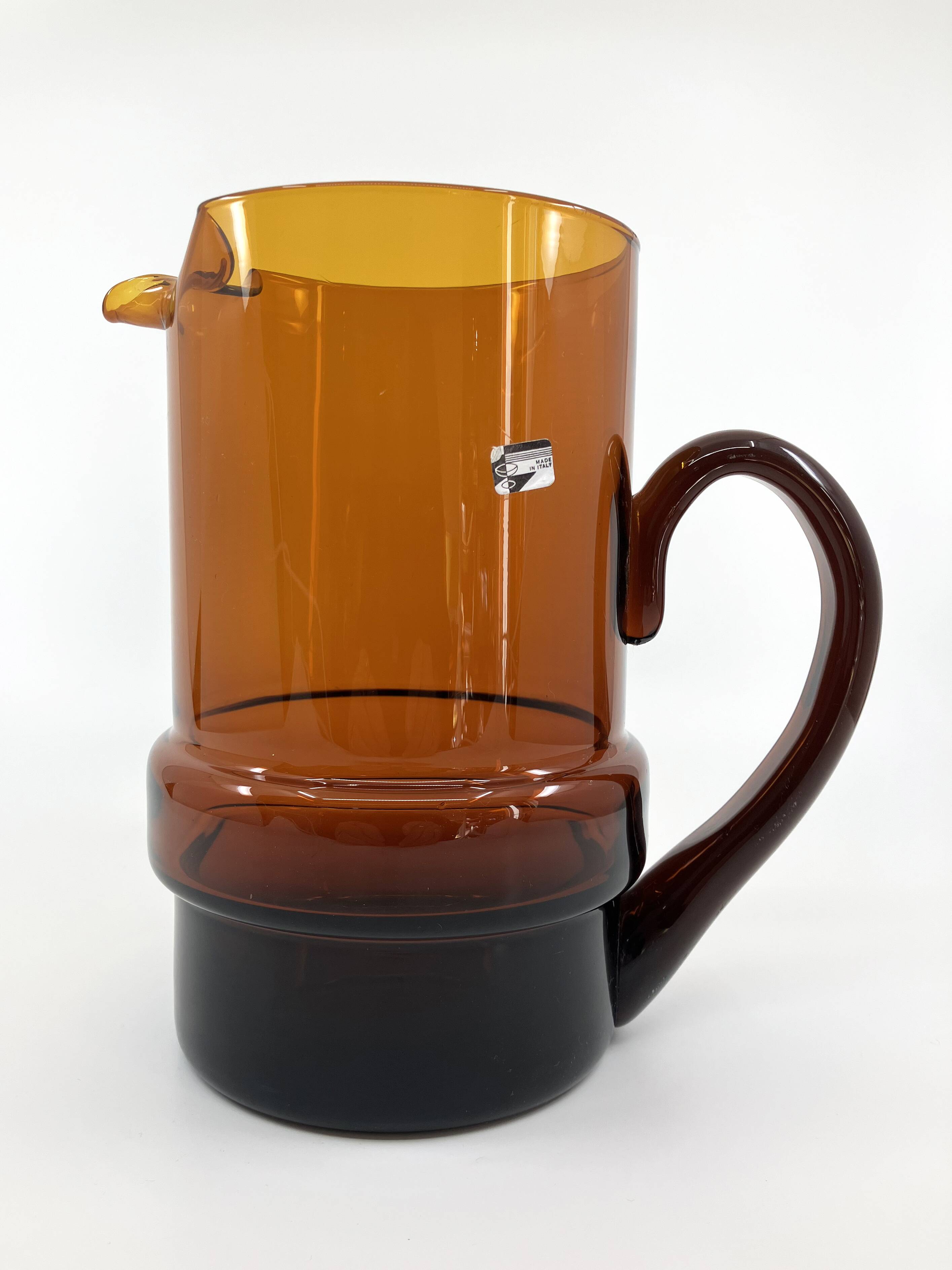 Set of 6 orangeade glasses / pitcher / ice bucket • Italy • 1970