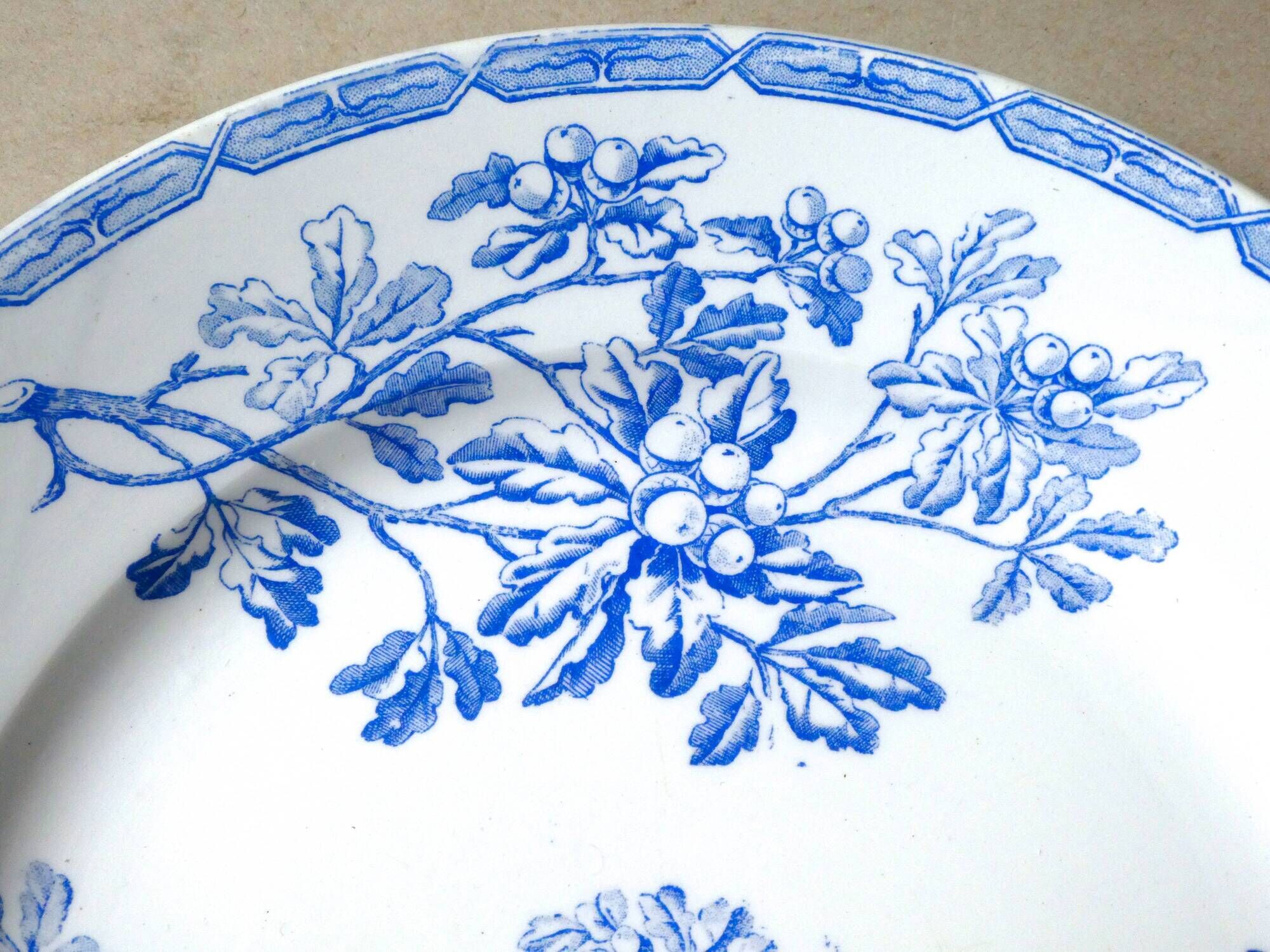 Lot de 6 assiettes KG Luneville décor bleu