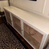 White wooden sideboard and canning