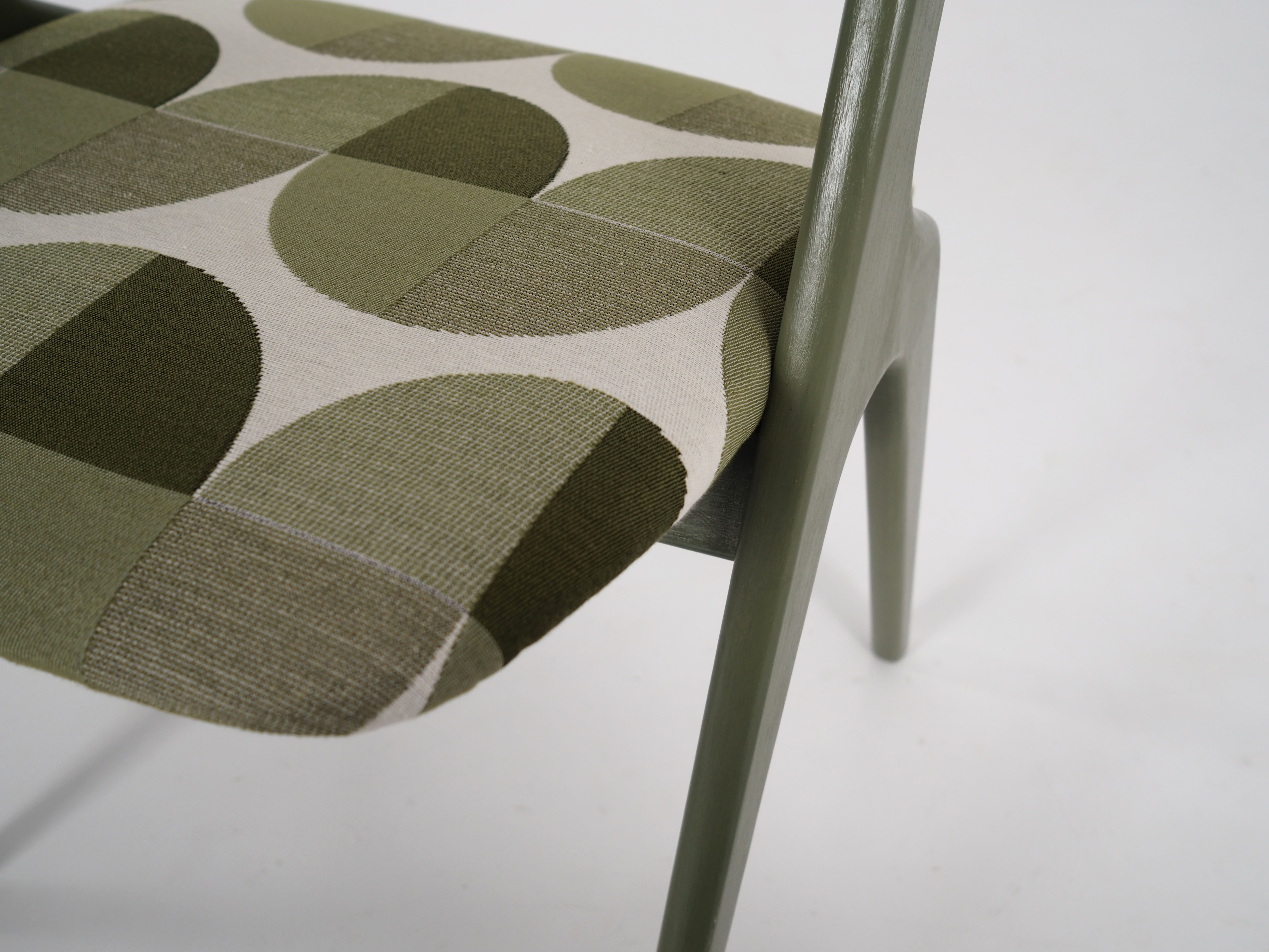 Olive green chair, Scandinavian design of the 70s