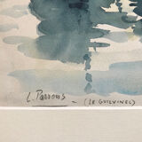 Watercolor by Louis PARRENS (1904-1993). Le Guilvinec