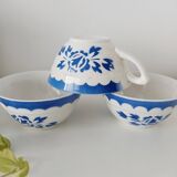 Set of 3 cups, blue floral decoration