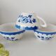 Set of 3 cups, blue floral decoration