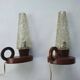 Paire de lampes de table anciennes verre et bois